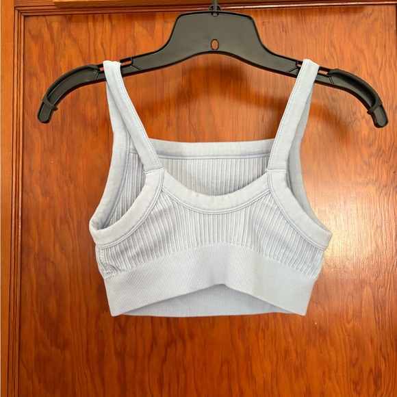 Aerie Light Blue Ribbed Crop Top - Picture 2 of 3